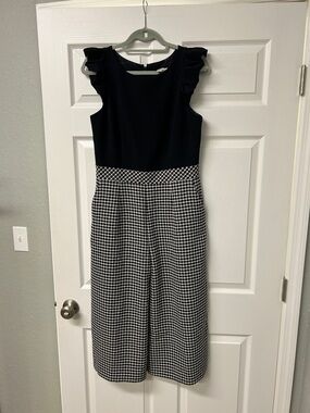 1901 Black Bodice Black & White Gingham Wide-Leg Jumpsuit